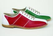 View Item Delicious Junction Watts Mod Retro Dancing Bowling Shoe Red White Green UK 6 - 1
